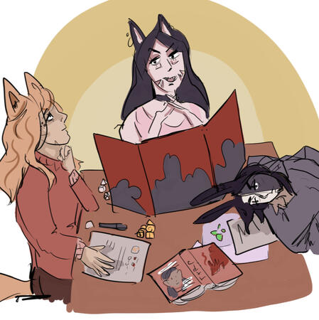 Two catboys and a bunny boy play dnd.