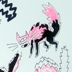 black and pink spicy cat illustration